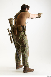 Weapons-Pistol Man Pose with pistol White Uniform Athletic Studio photo references